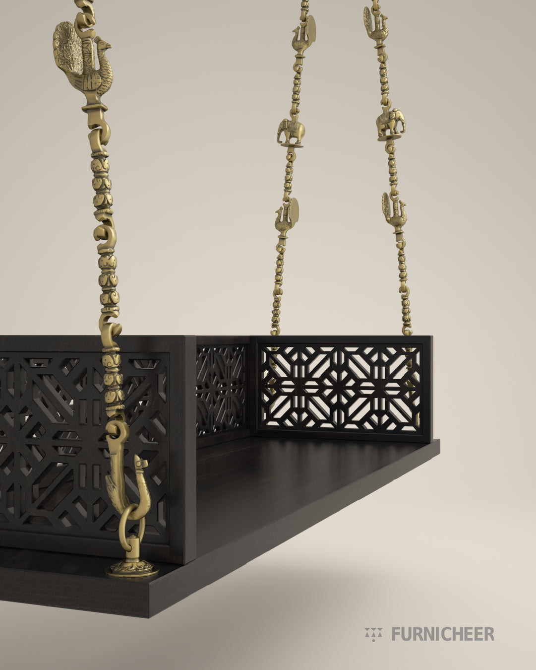 Traditional Solid Wooden Swing Jhoola with Chain