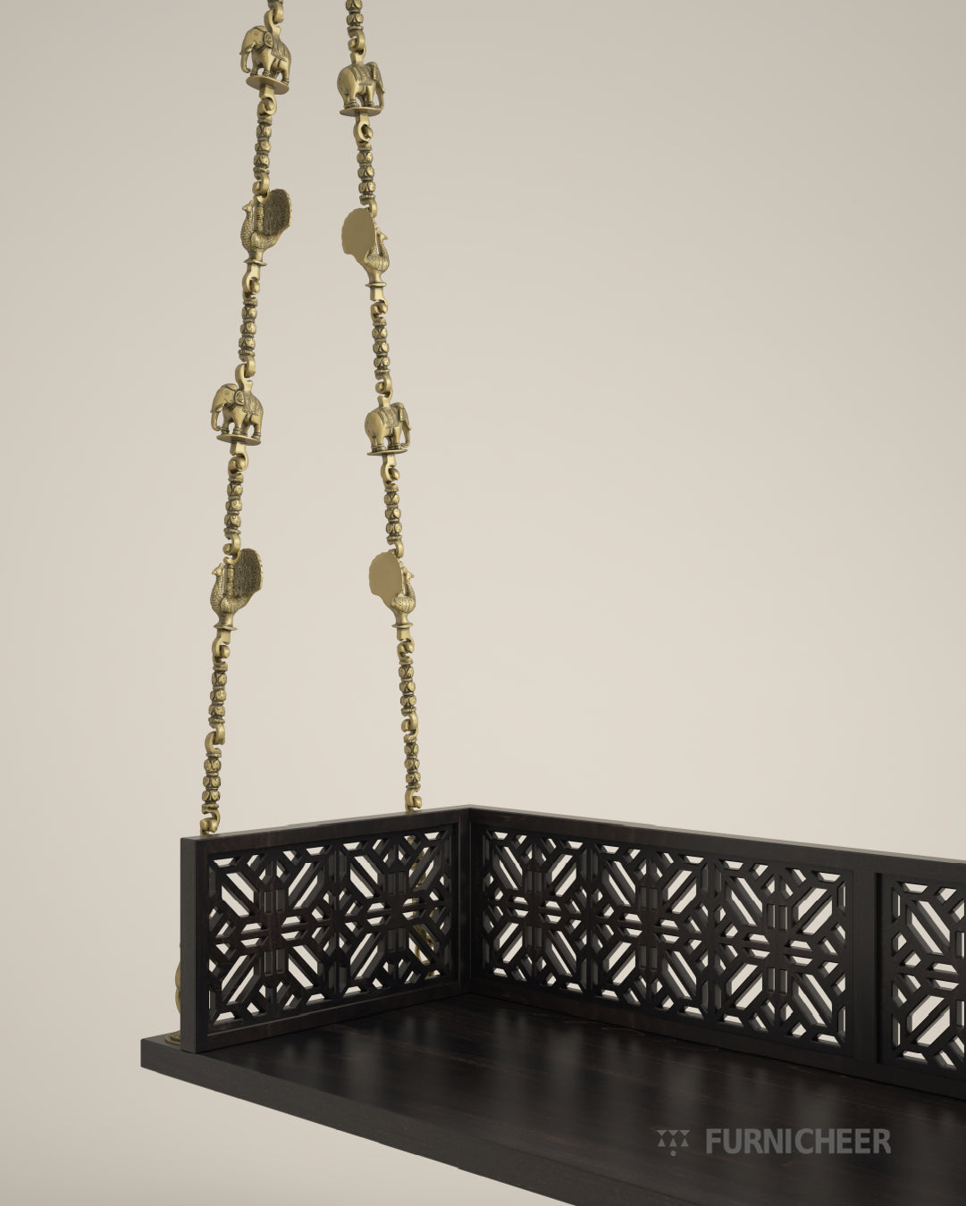 Wooden Swing Bench with Brass Chain