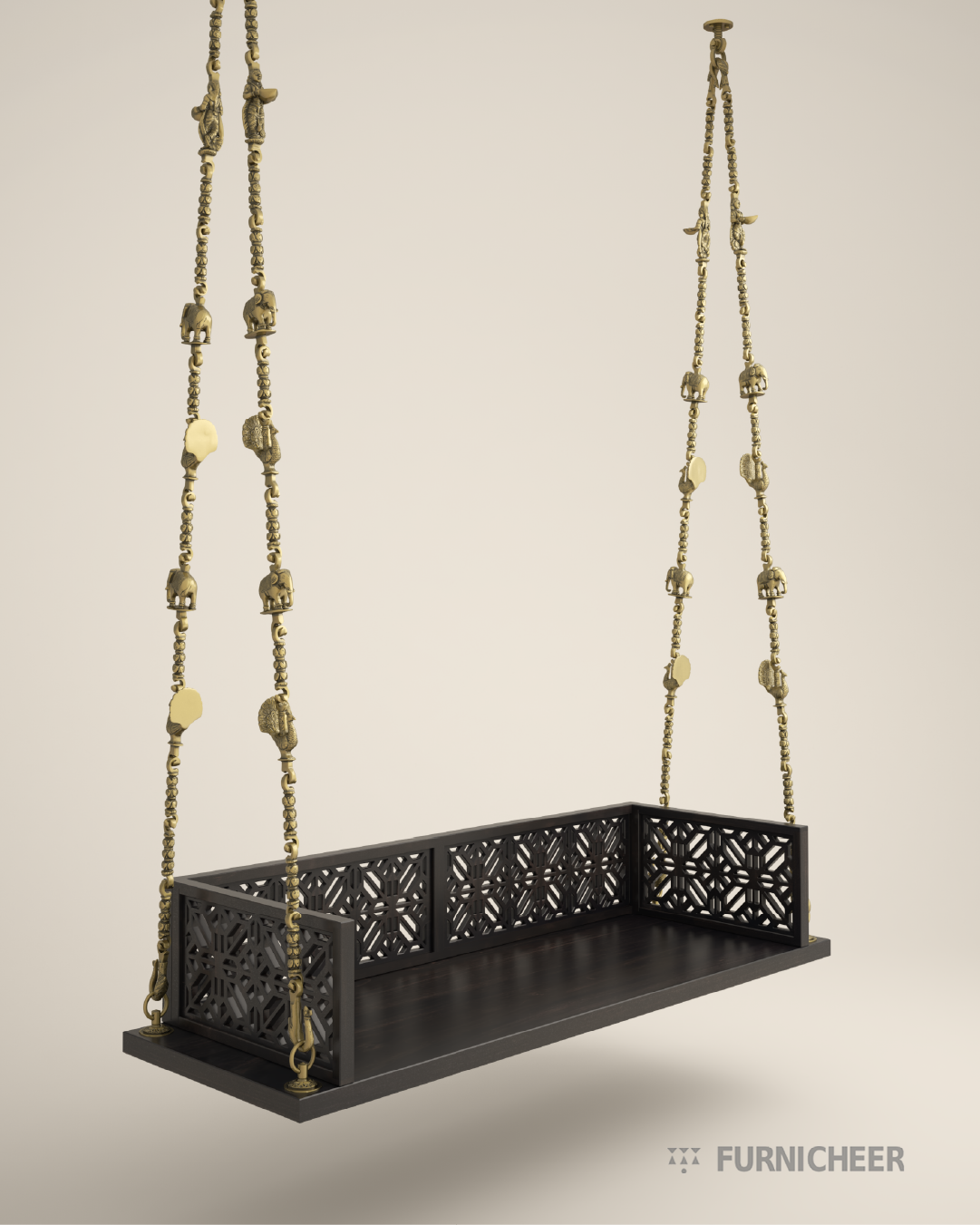 Wooden Swing with Brass Chain