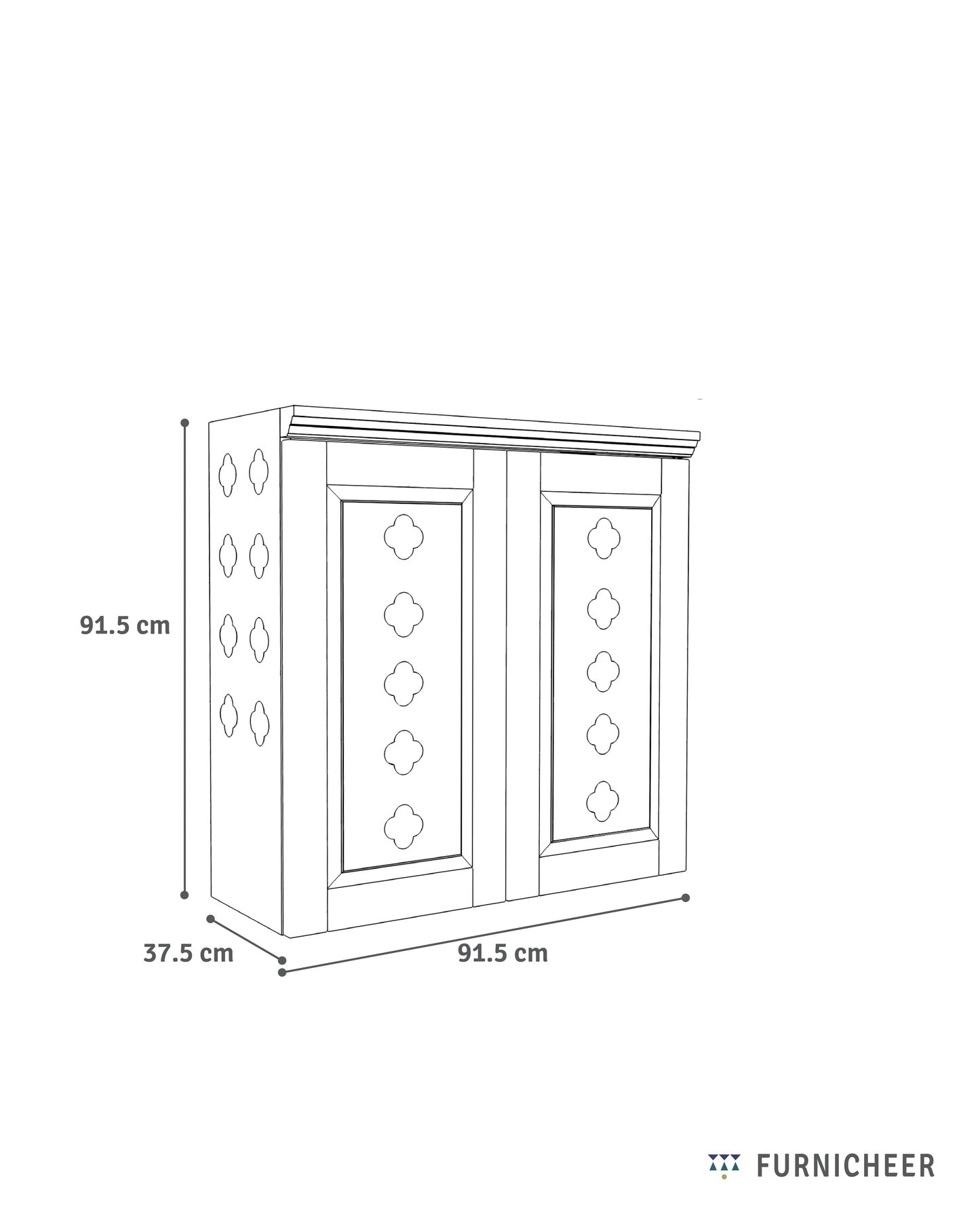 AVANEESH - Wall Mount Puja Mandir with Door Having Flower Cutouts & Bells