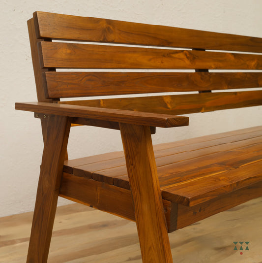 Wooden bench with a plain background