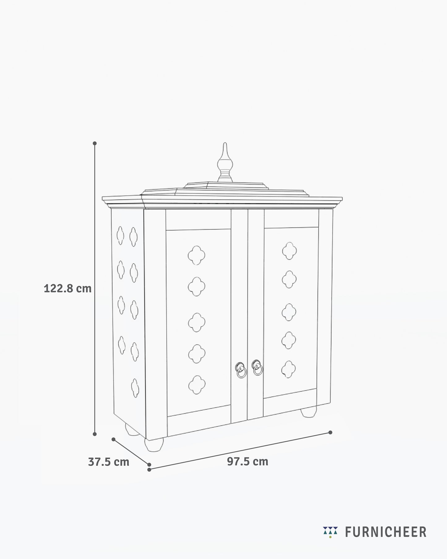 GAURIK - Handcrafted Solid Wood 2-Step Puja Temple Mandir with Drawer