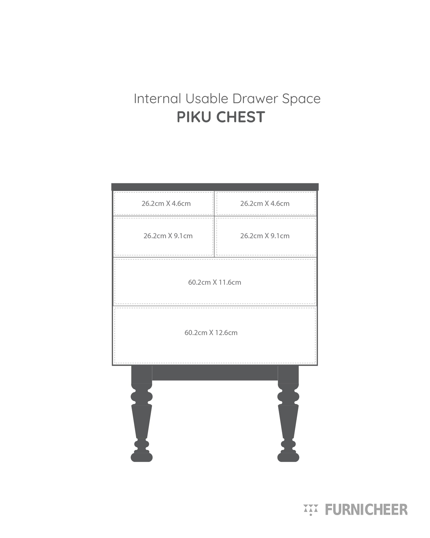 Internal Usable Drawer Space Dimension