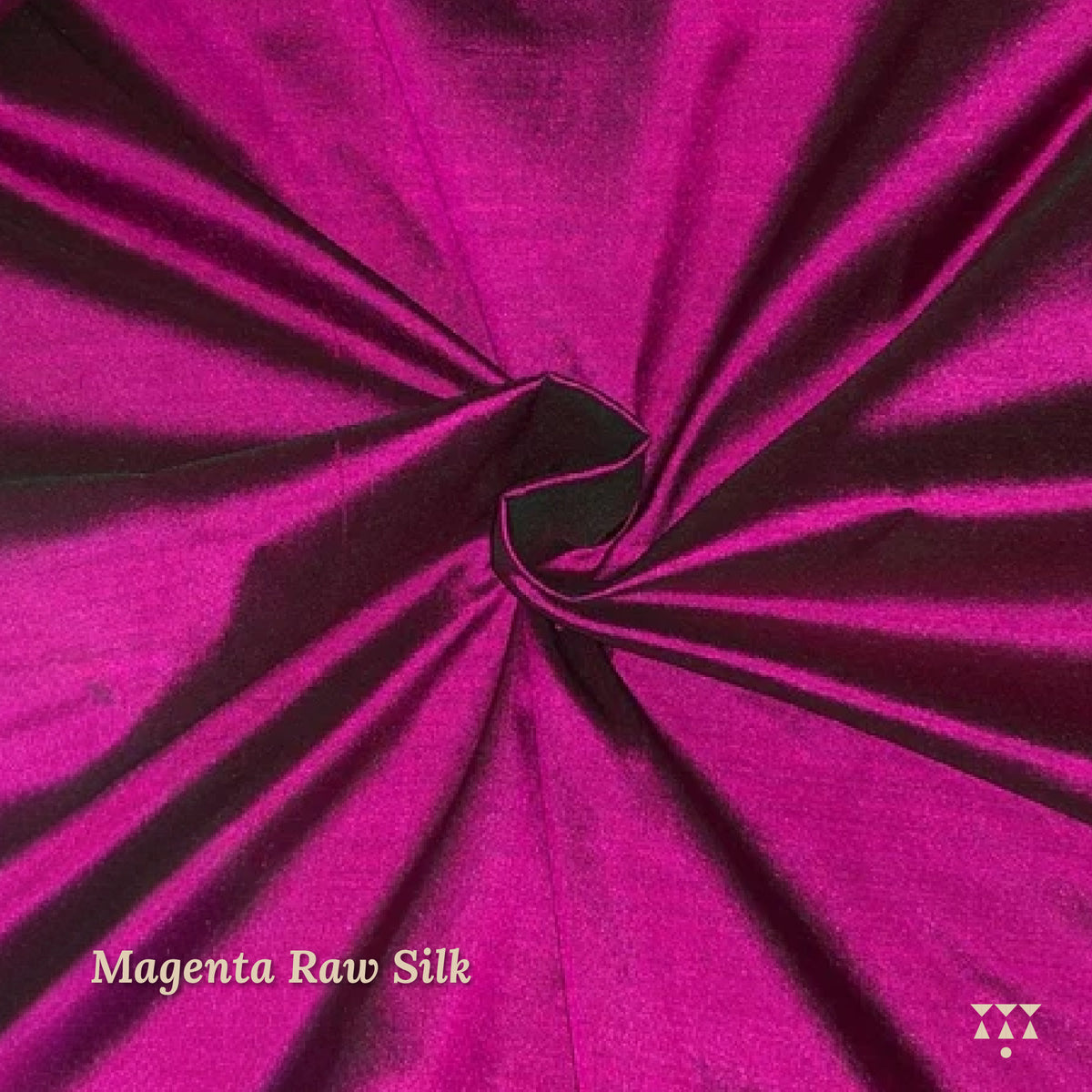 Magenta raw silk fabric with furnicheer branding