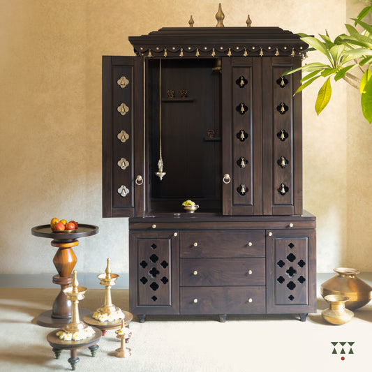Lambodara | Spacious Wooden Home Mandir
