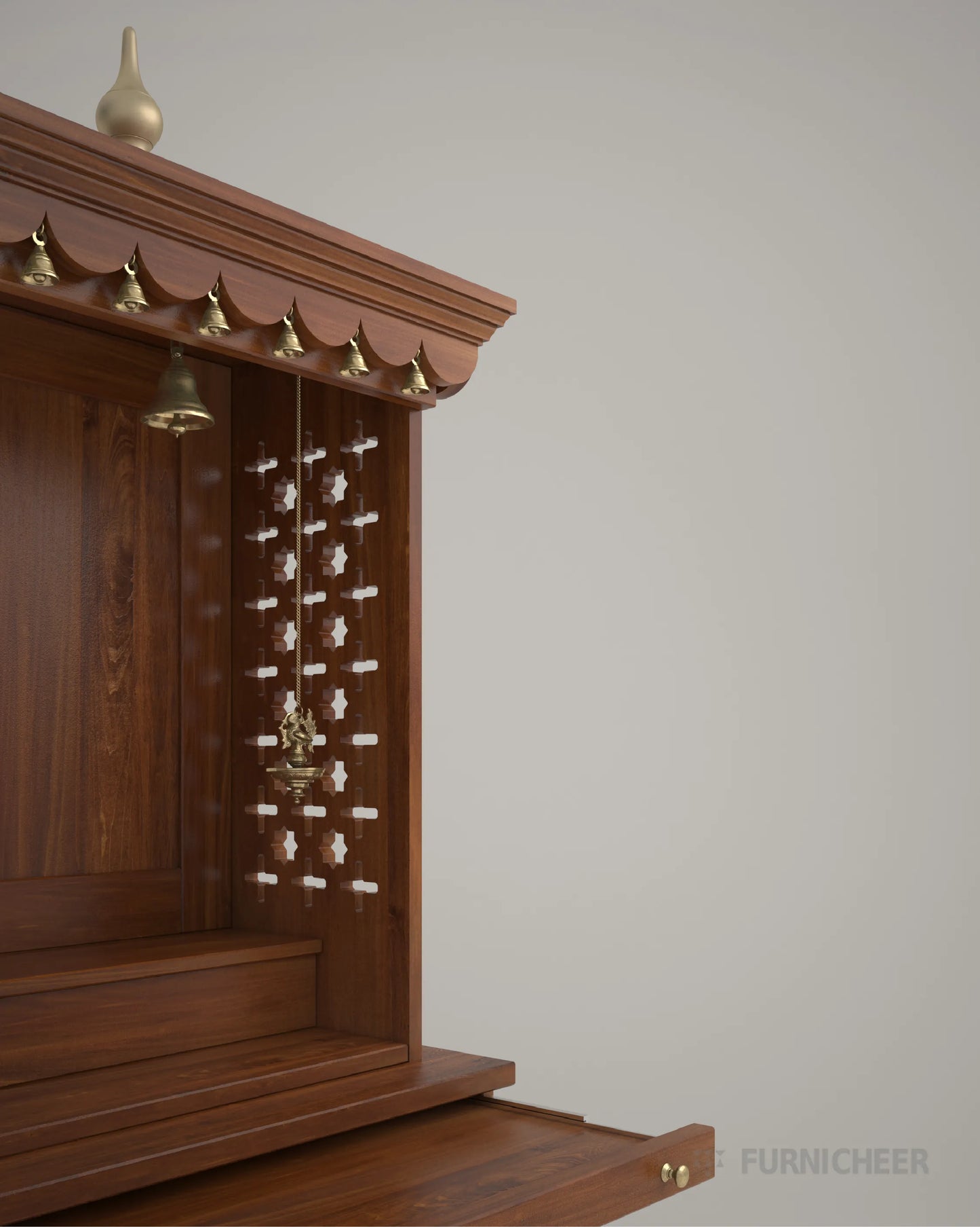 Brown Teak Wood Puja Mandir