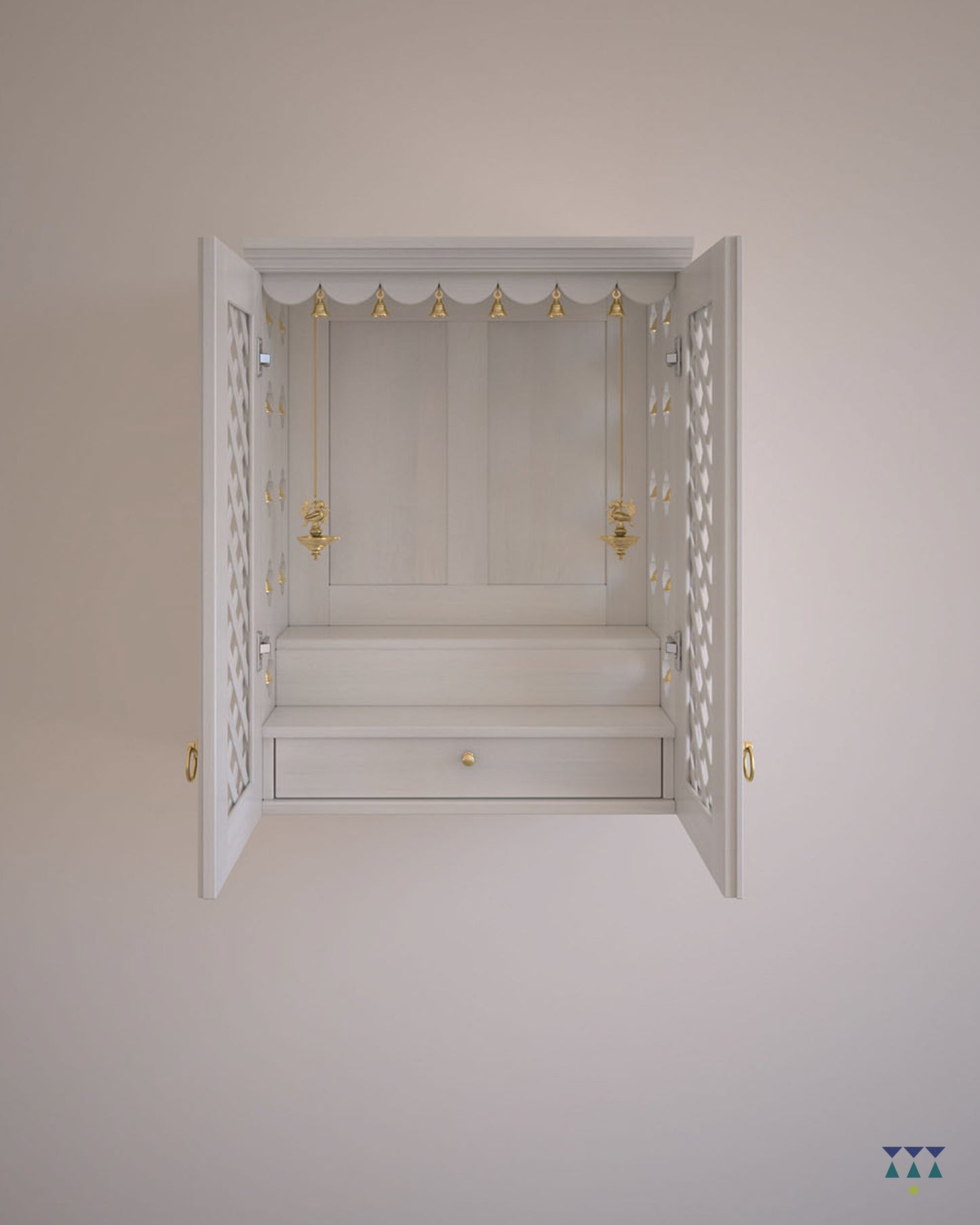 NANDANA - Puja Mandayam for Home with Brass Accents