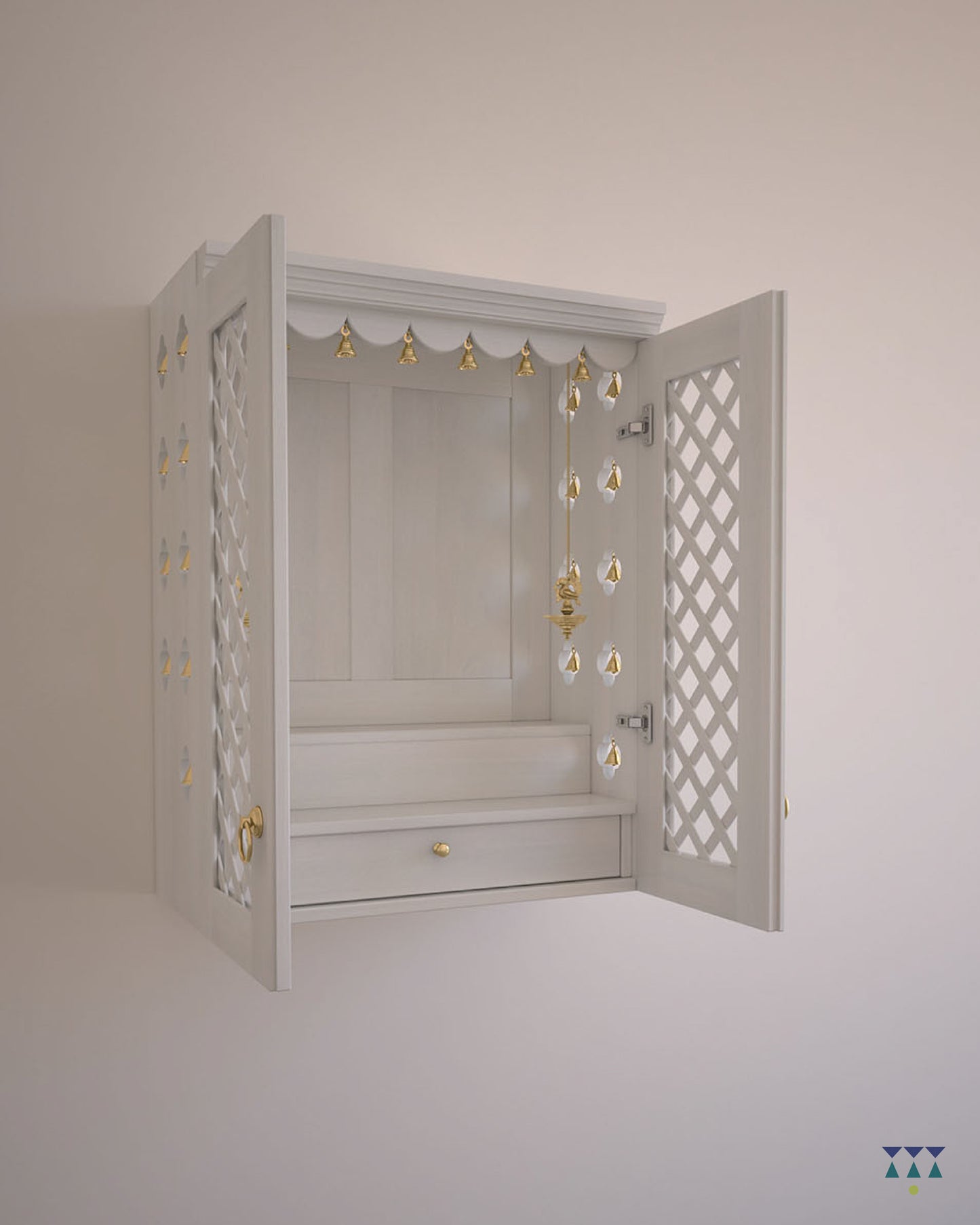 NANDANA - Puja Mandayam for Home with Brass Accents