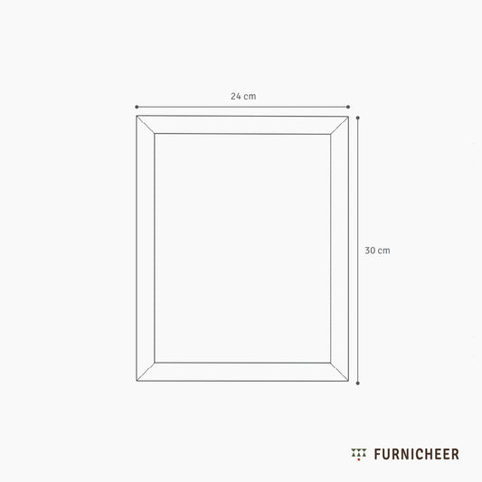 Line drawing of a large wooden frame with dimensions 24cm x 30cm