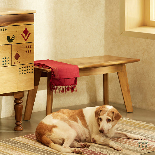 Handcrafted wooden bench in a natural finish