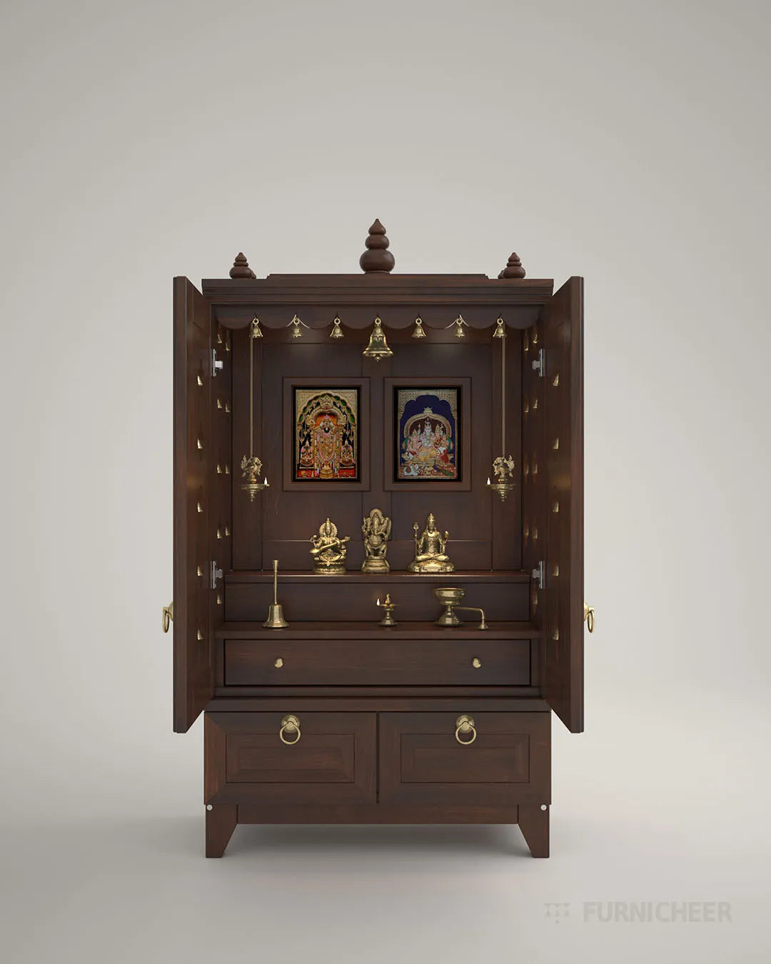 Wooden Puja Cabinet Mandir With Door