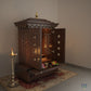 Vinayak - Ethnic Wooden Home Temple with Brass Bells and Lamps | Handcrafted Pooja Mandir for Daily Prayers, Hindu Rituals & Spiritual Decor