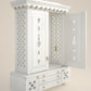 AMOD - Beautifully Crafted Free-Standing Puja Temple with Door, Tray & Storage with Pure Brass Accents