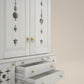 AMOD - Beautifully Crafted Free-Standing Puja Temple with Door, Tray & Storage with Pure Brass Accents