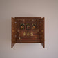 AVANEESH - Wall Mount Puja Mandir with Door Having Flower Cutouts & Bells