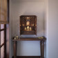 AVANEESH - Wall Mount Puja Mandir with Door Having Flower Cutouts & Bells