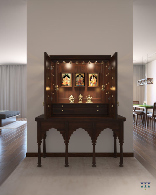 Avaneesh Temple - Walnut Brown Color, Large with 2 Pullouts