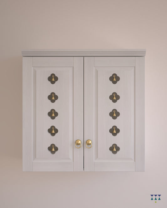 AVANEESH - Wall Mount Puja Mandir with Door Having Flower Cutouts & Bells