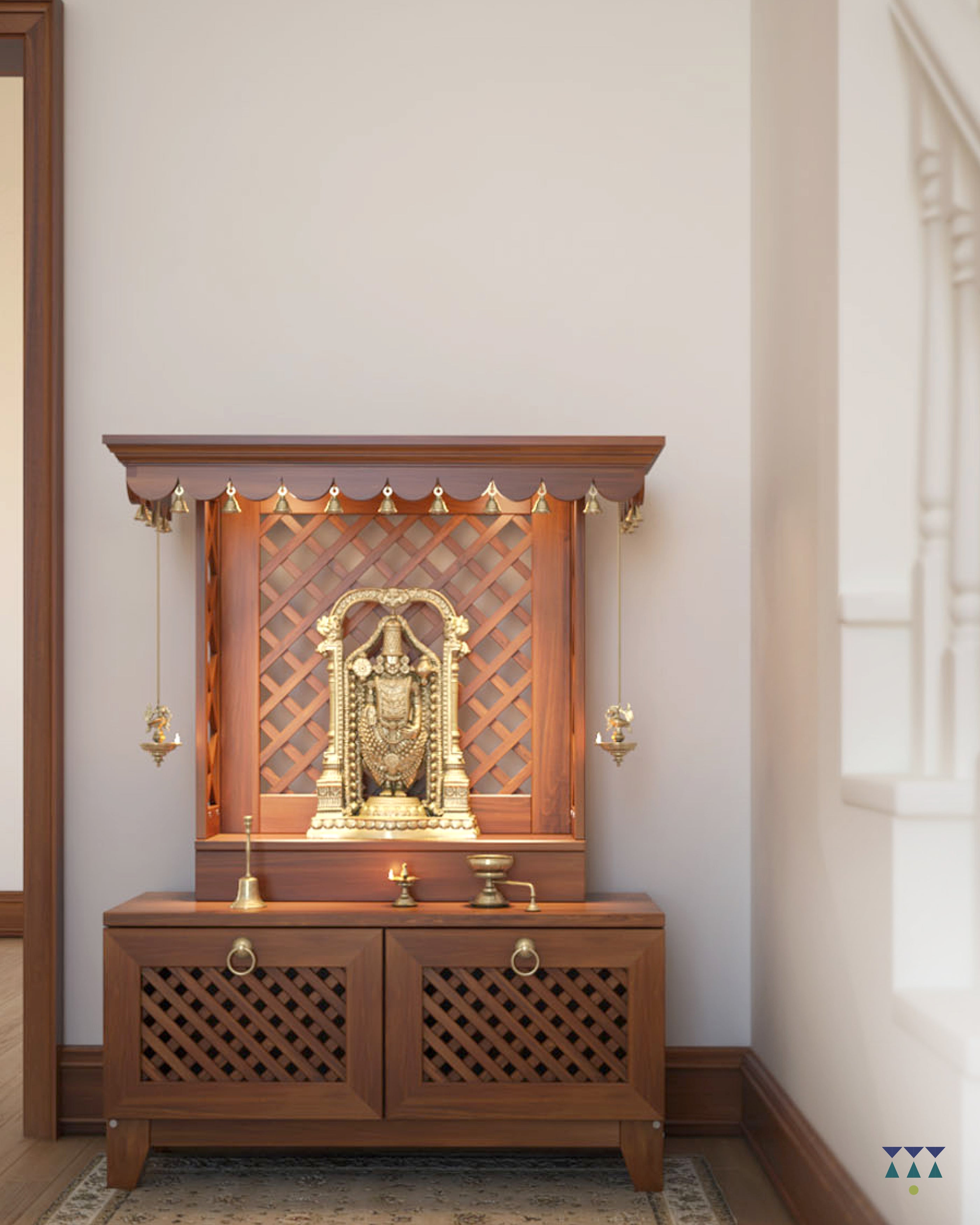 AVIGHNA - Puja Mandir for Home with Storage Unit