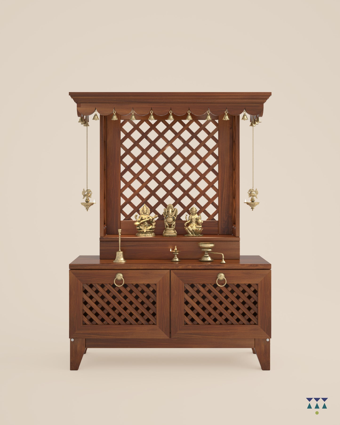 AVIGHNA - Puja Mandir for Home with Storage Unit