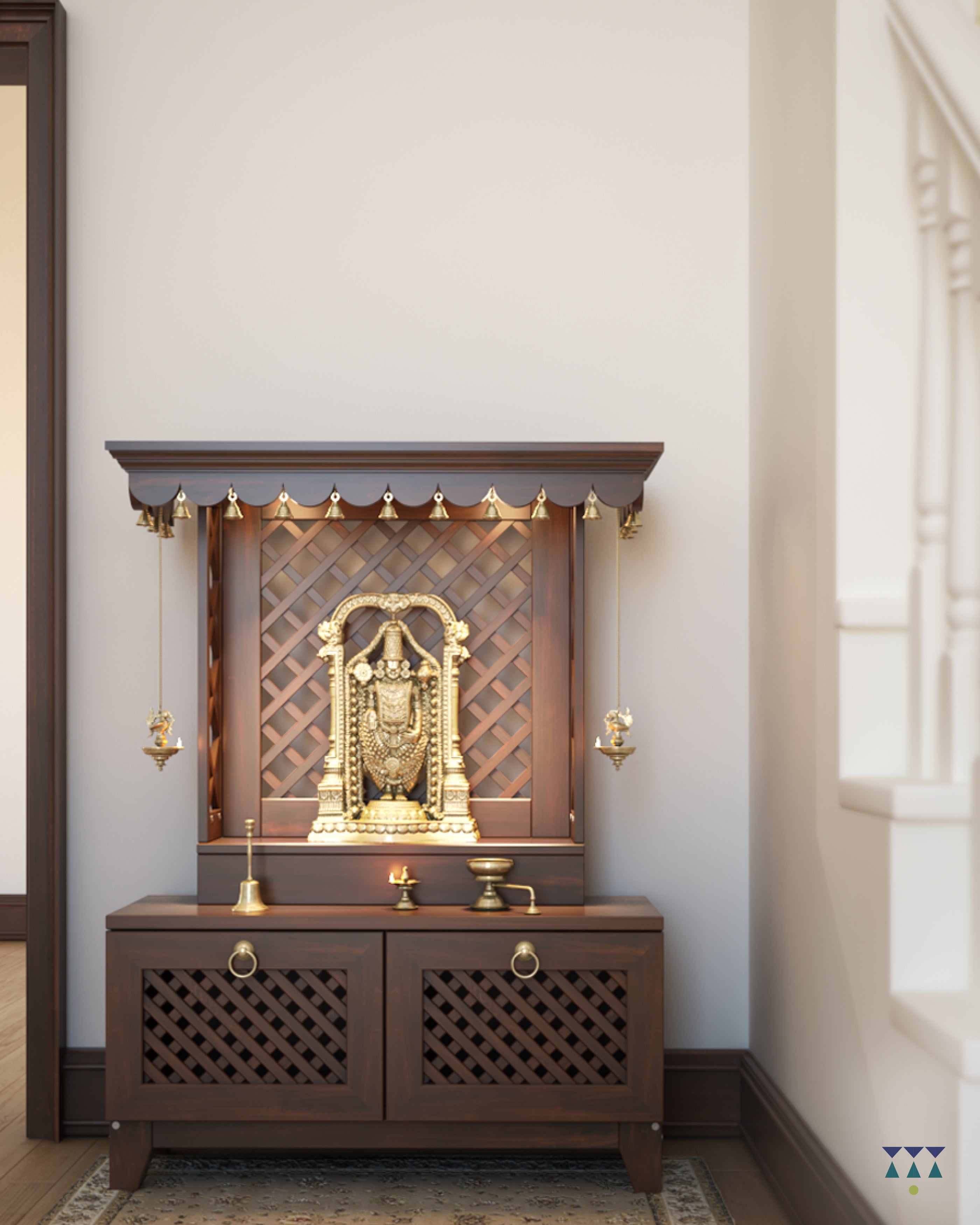 AVIGHNA - Puja Mandir for Home with Storage Unit