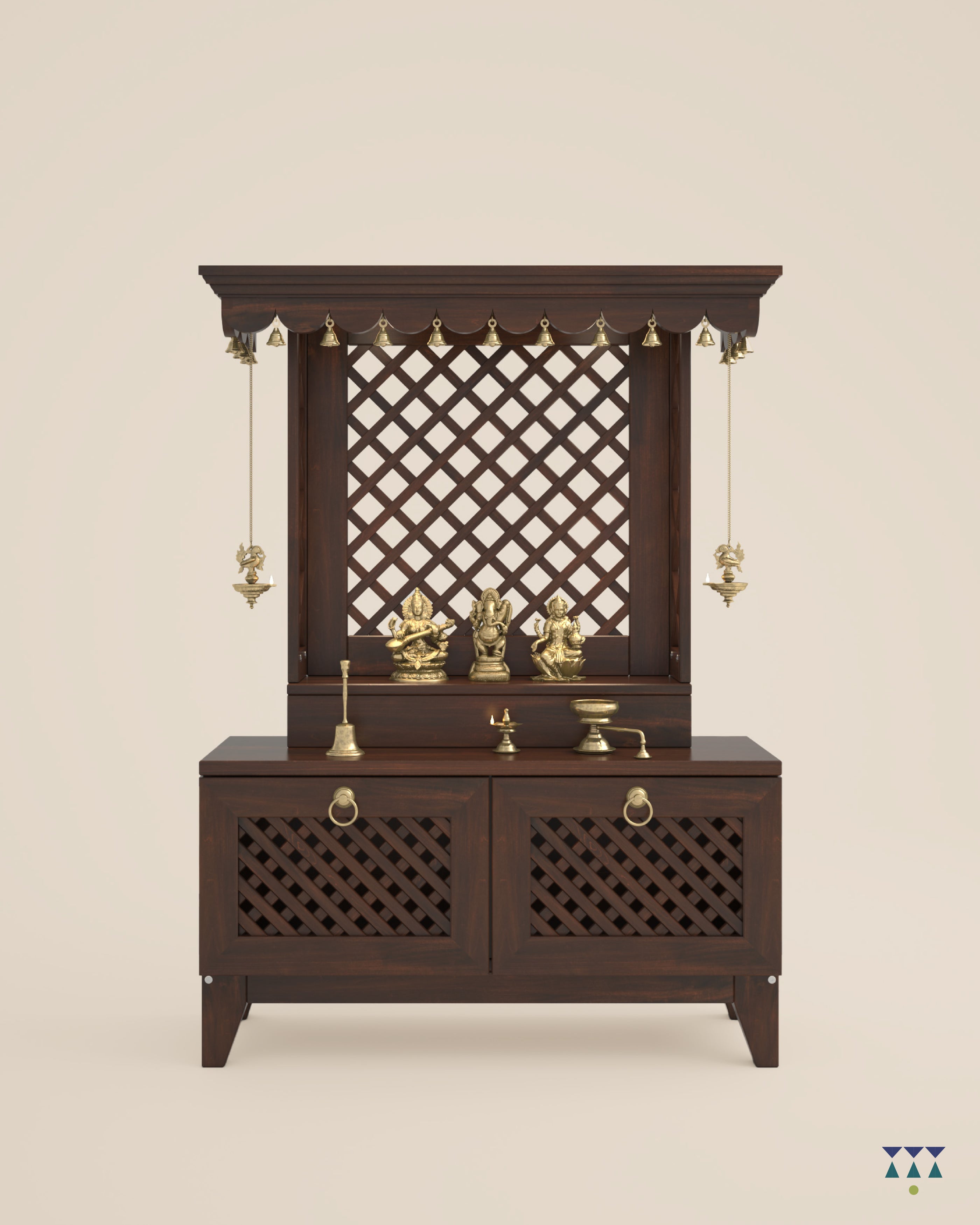 AVIGHNA - Puja Mandir for Home with Storage Unit