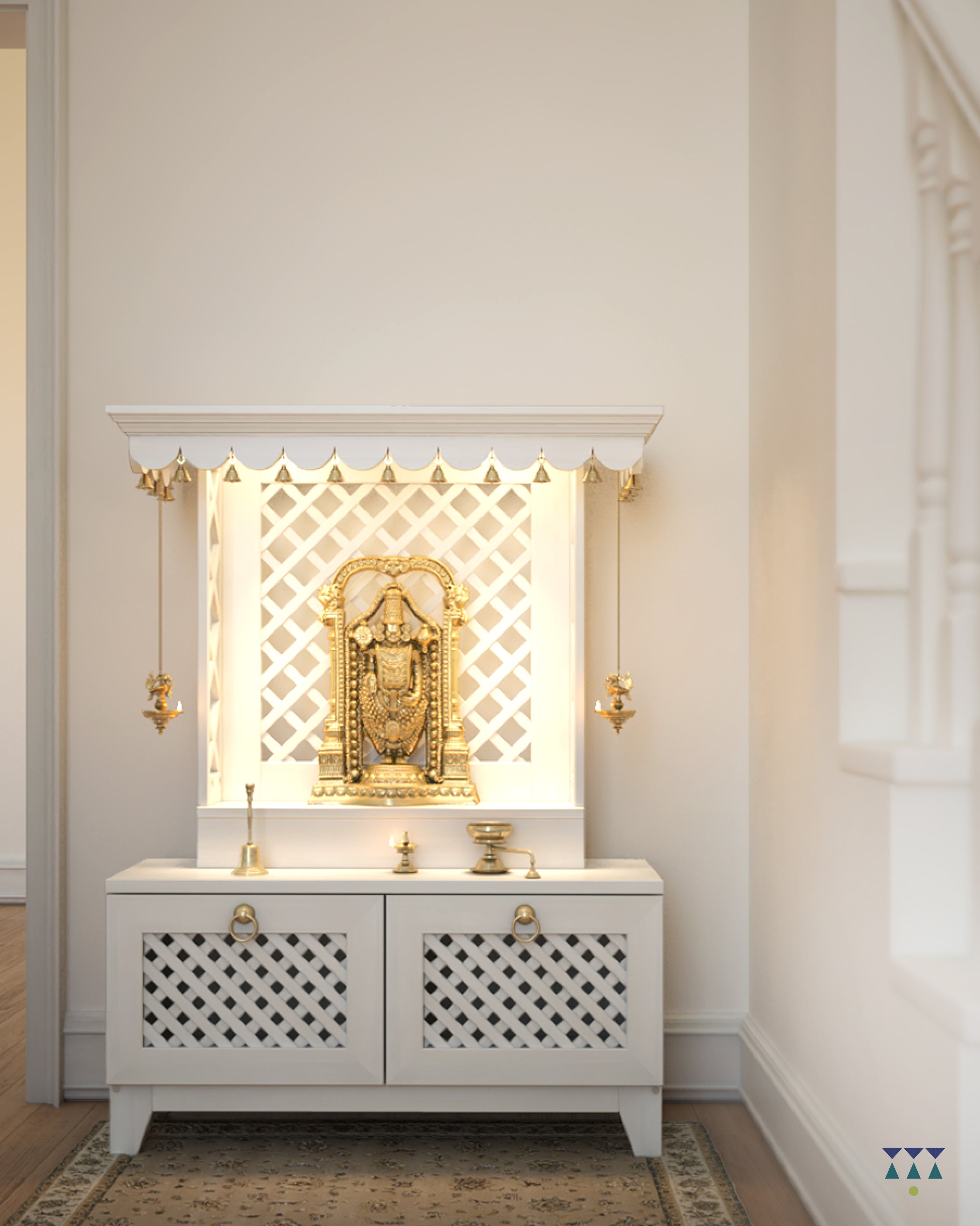 AVIGHNA - Puja Mandir for Home with Storage Unit
