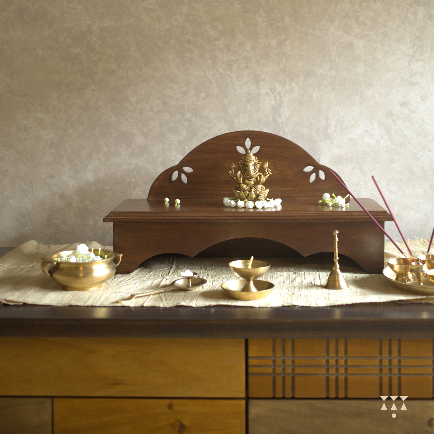 A decorative platform for pooja mandir