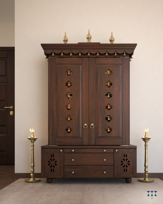 Aath Temple - Walnut Brown Color with Doors