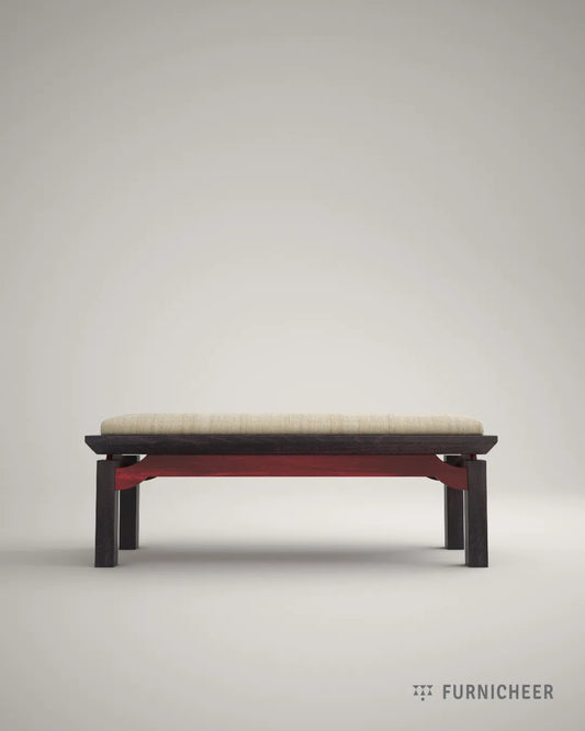 FLOAT - Contemporary Style Indoor Bench in Raw Silk Upholstery