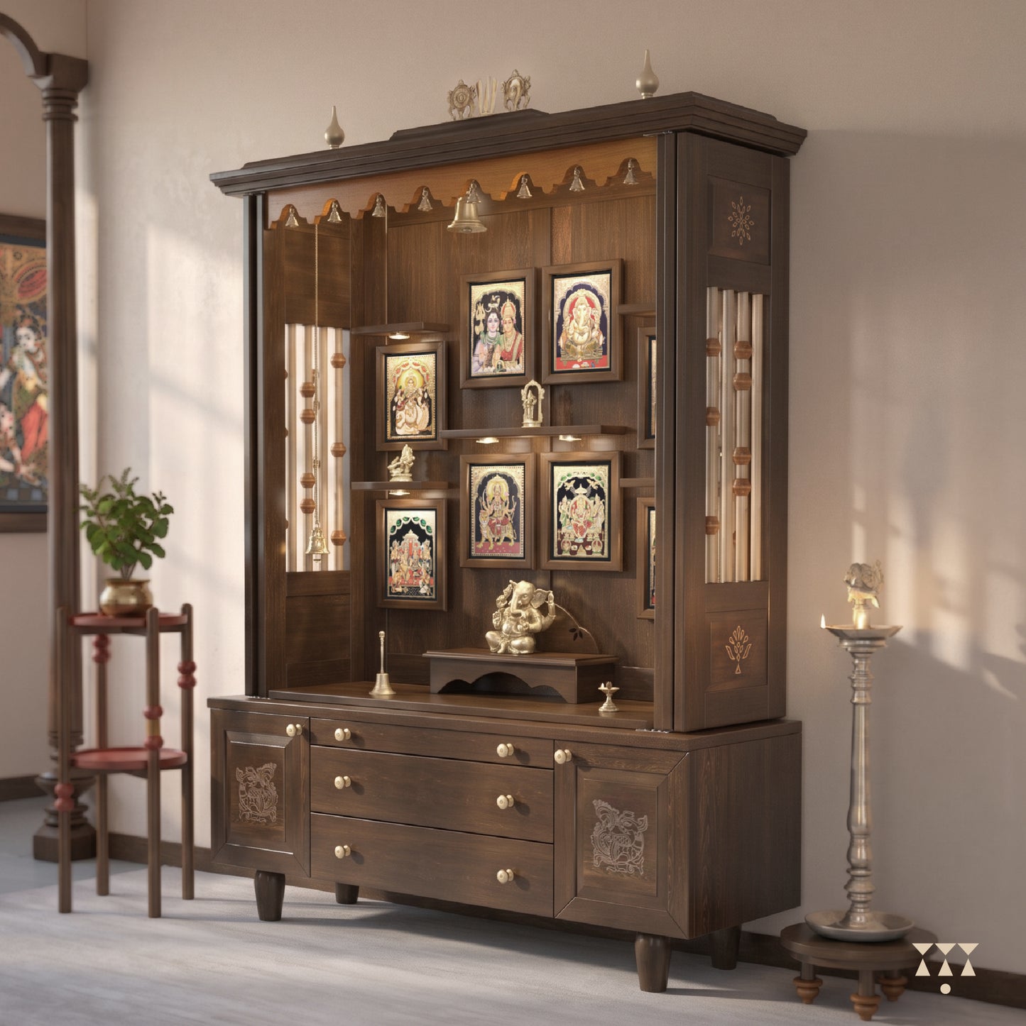 Baal Bhimaksa | Handcrafted wooden Pooja Mandir