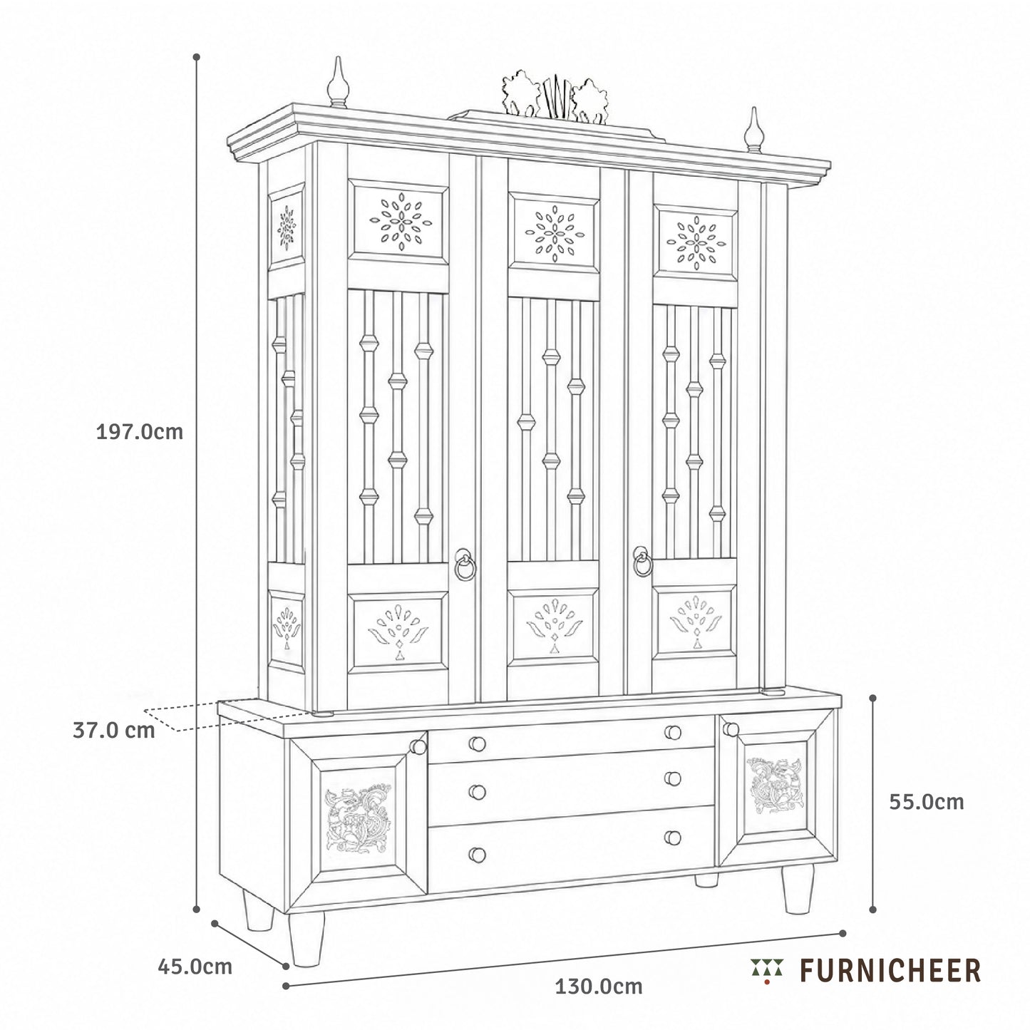 Baal Bhimaksa | Handcrafted wooden Pooja Mandir