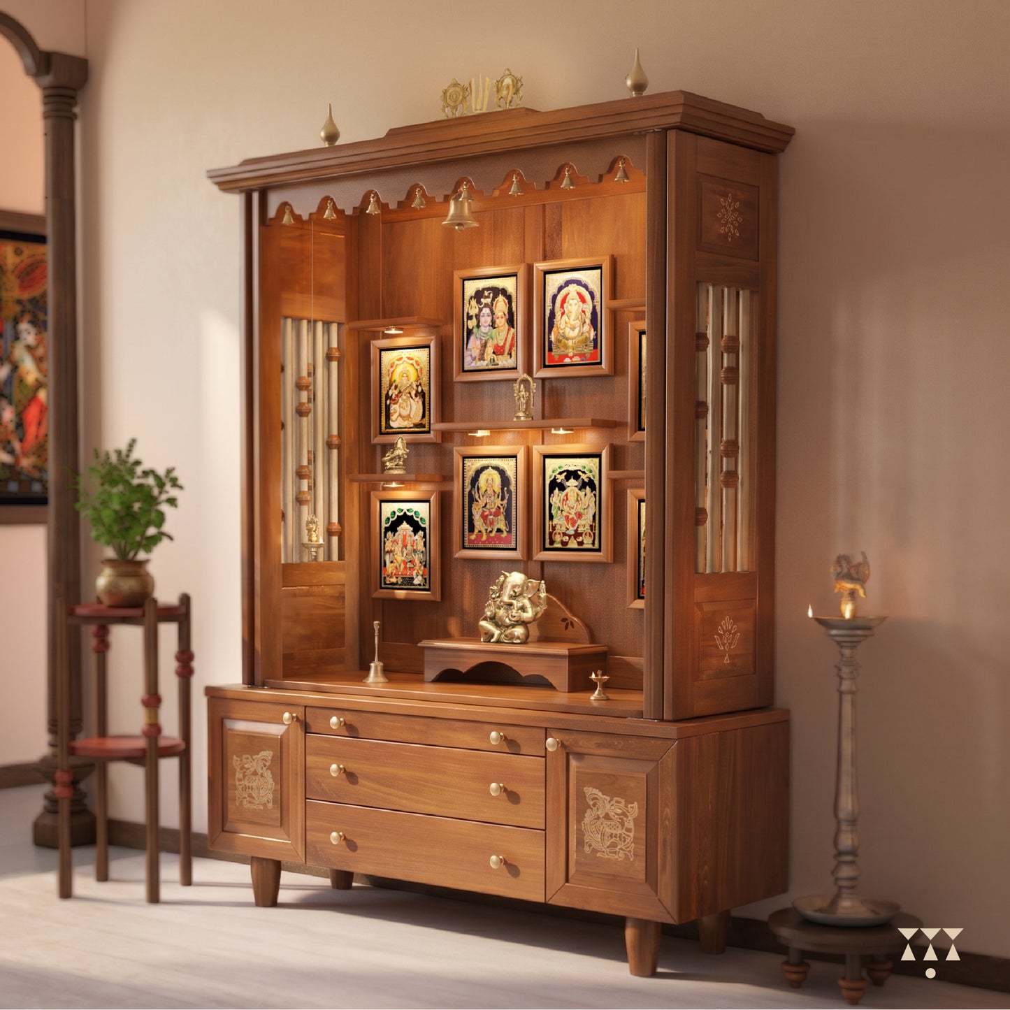 Baal Bhimaksa | Handcrafted wooden Pooja Mandir