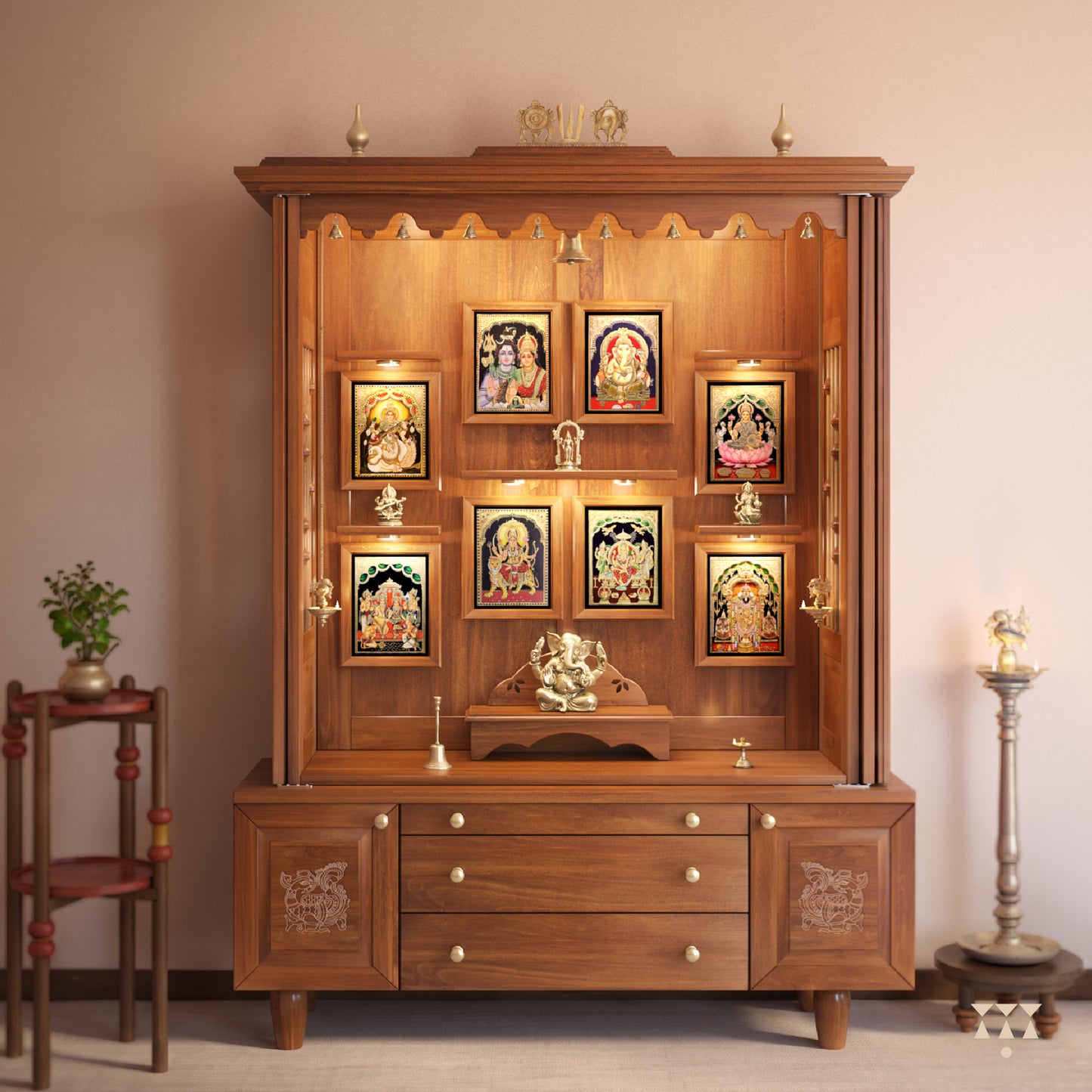 Baal Bhimaksa | Handcrafted wooden Pooja Mandir