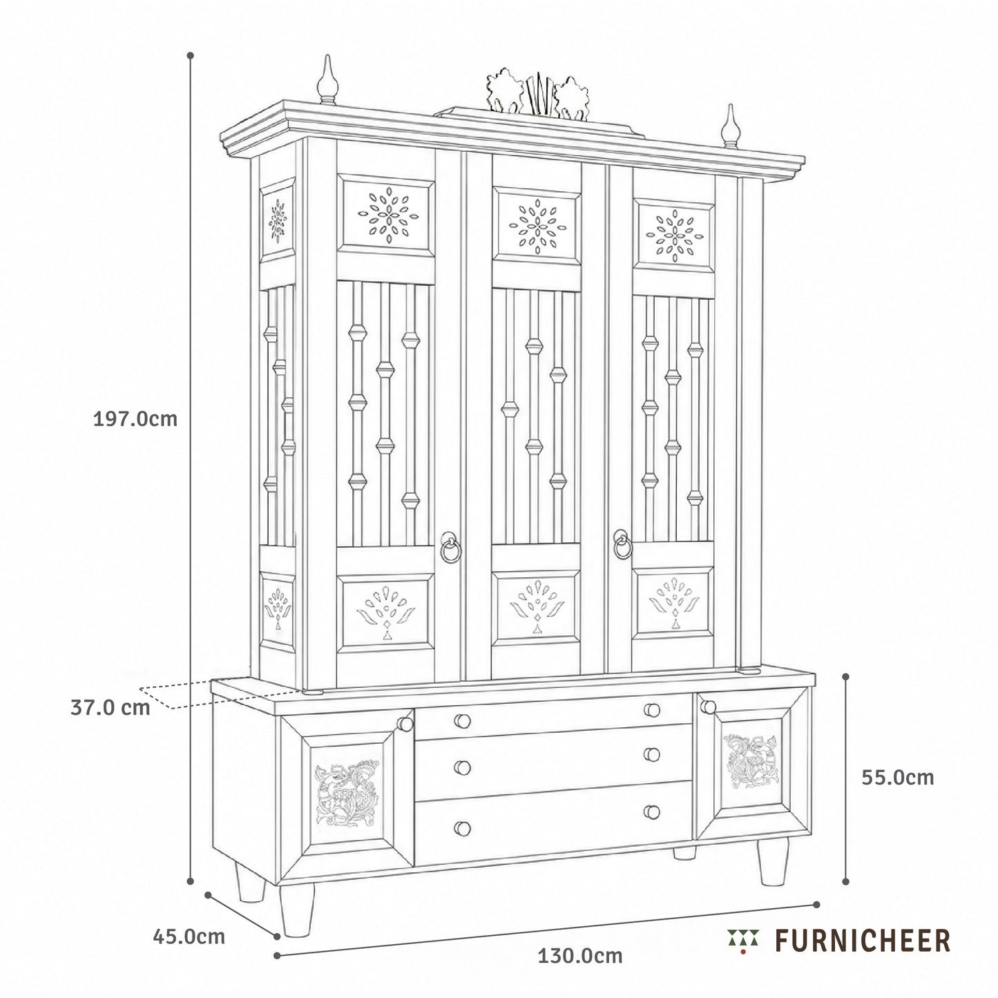 Baal Bhimaksa | Handcrafted wooden Pooja Mandir