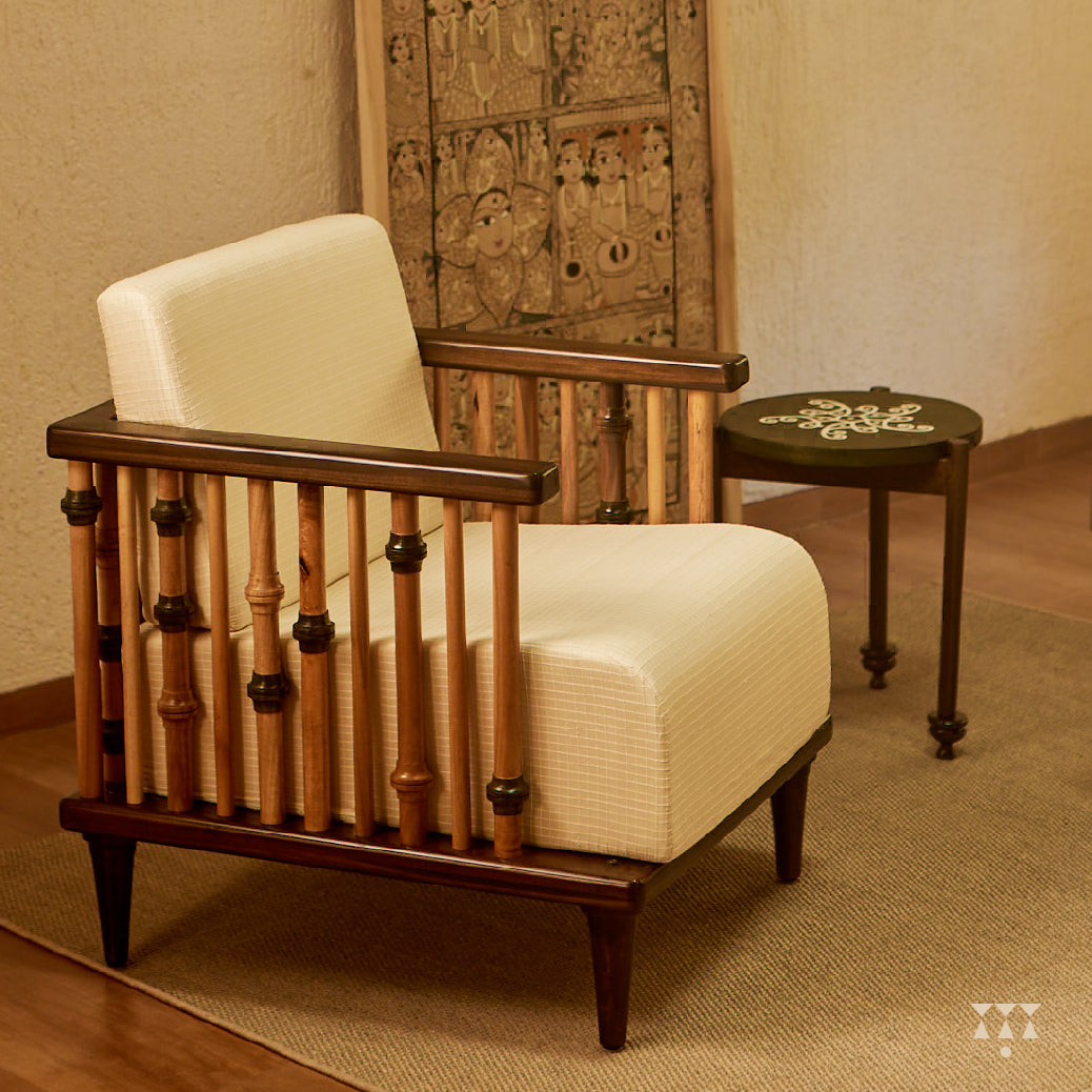 Ferry Lux | A handmade solid wood, upholstered arm chair - Furnicheer