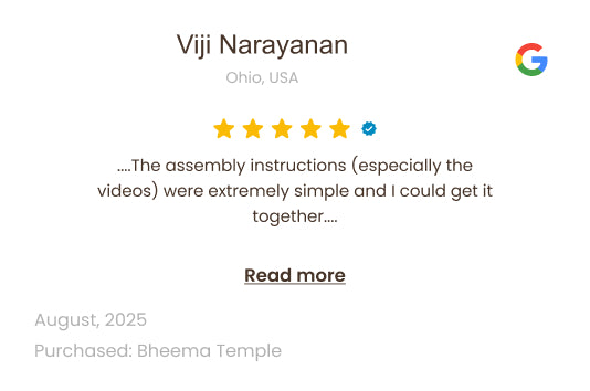 Google review of Viji Narayanan for a product assembly, with a 5-star rating.