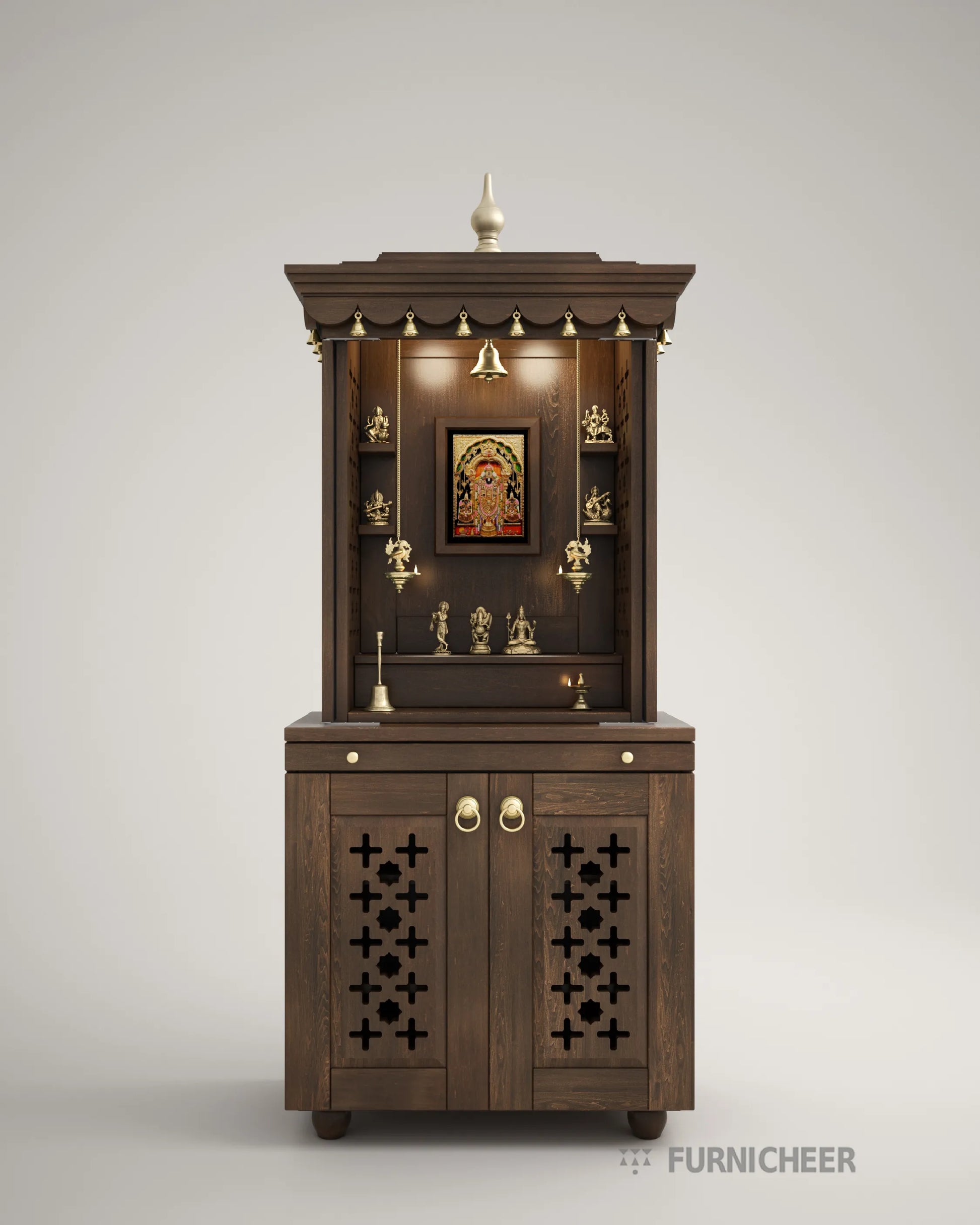 Free Standing Pooja Mandir with Door 