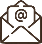 Icon of an envelope with an '@' symbol inside, representing an email address.