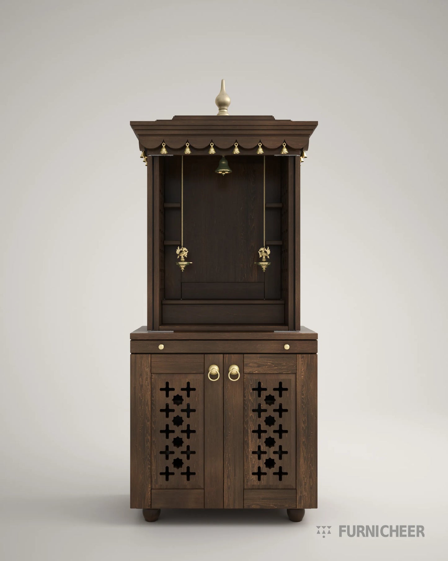 Indian Temple Mandir with Door in Spice Brown