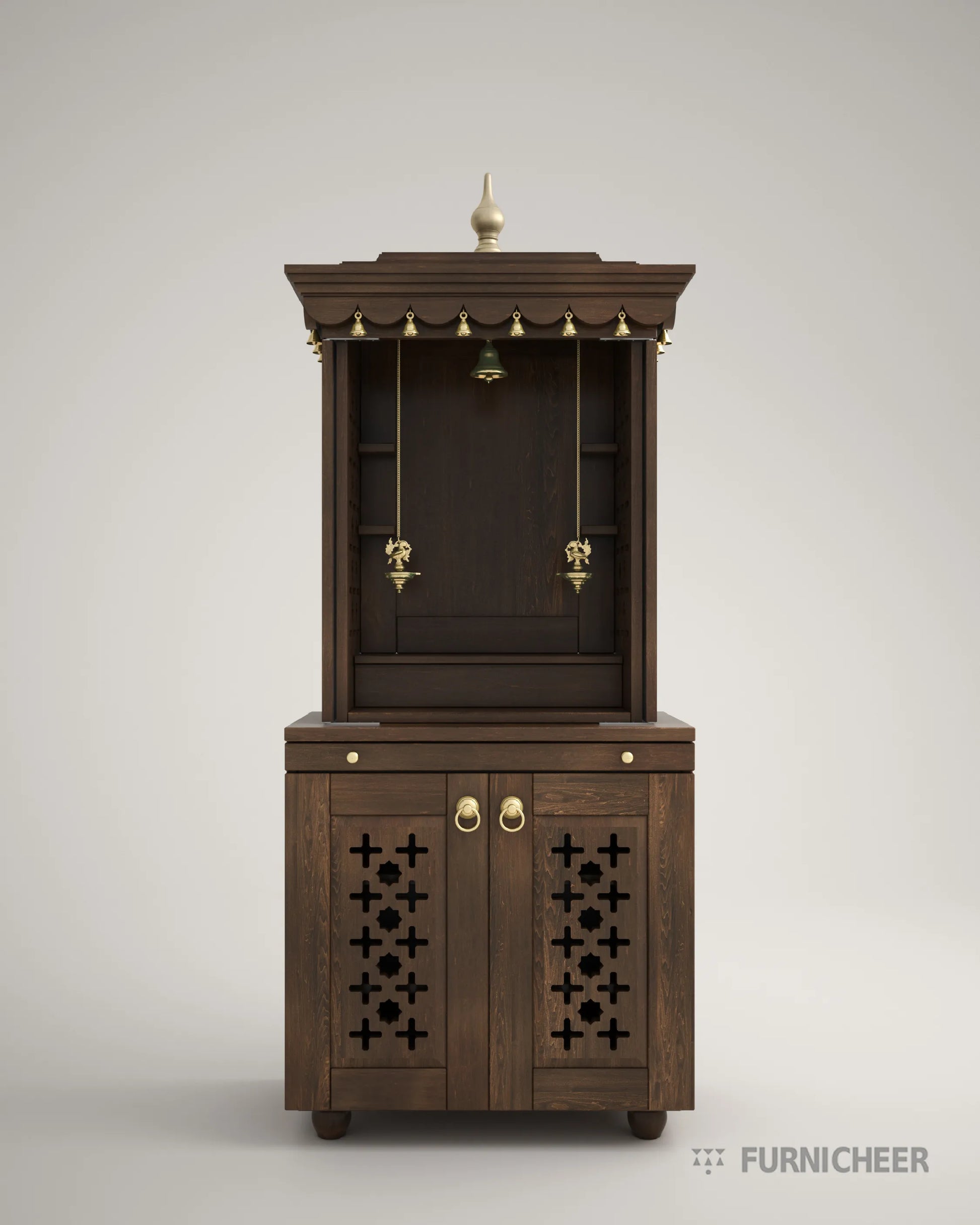 Indian Temple Mandir with Door in Spice Brown