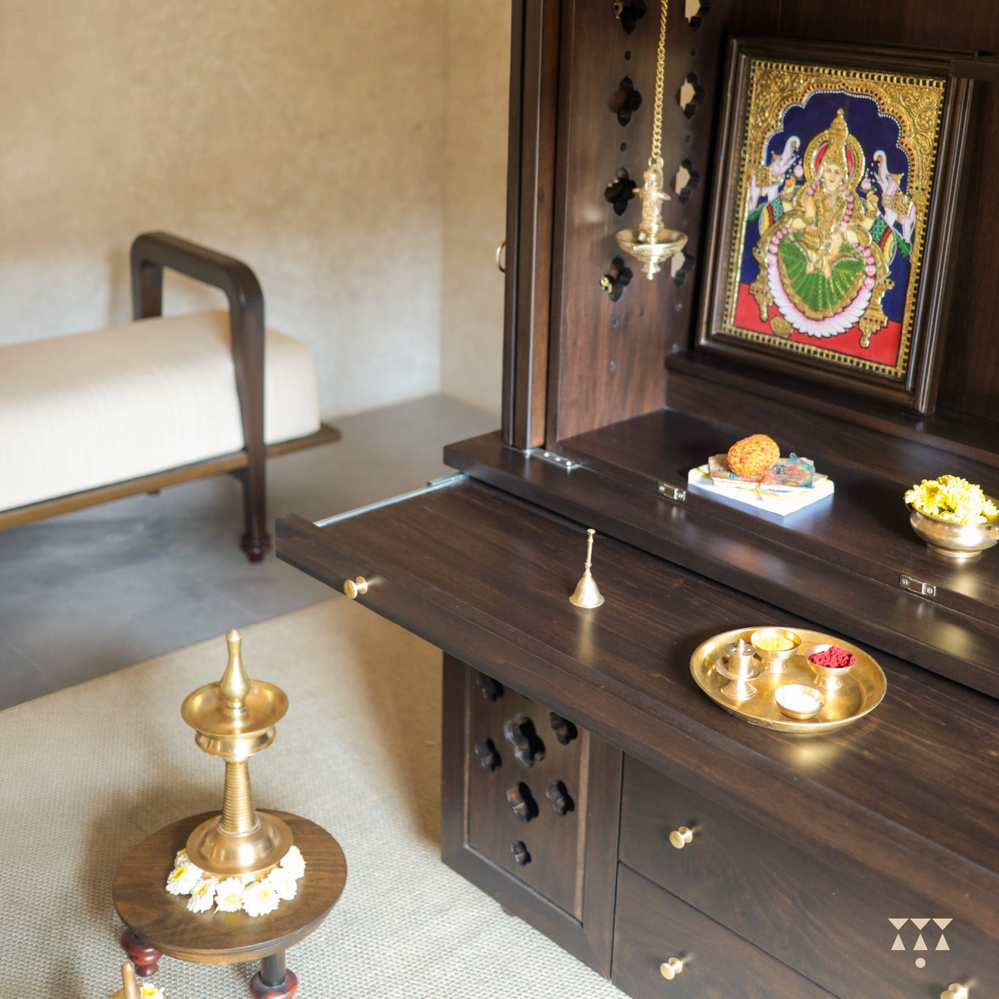 Lambodara | Spacious Wooden Home Mandir