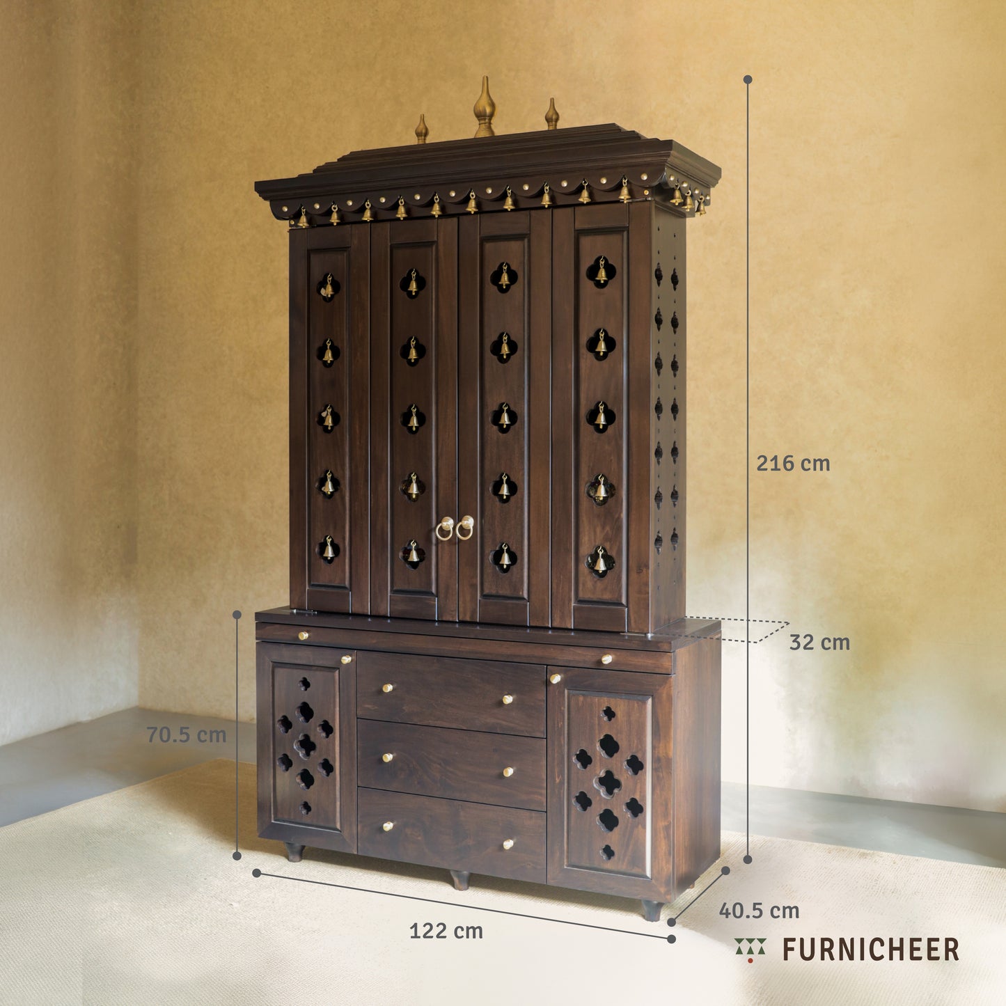 Lambodara | Spacious Wooden Home Mandir