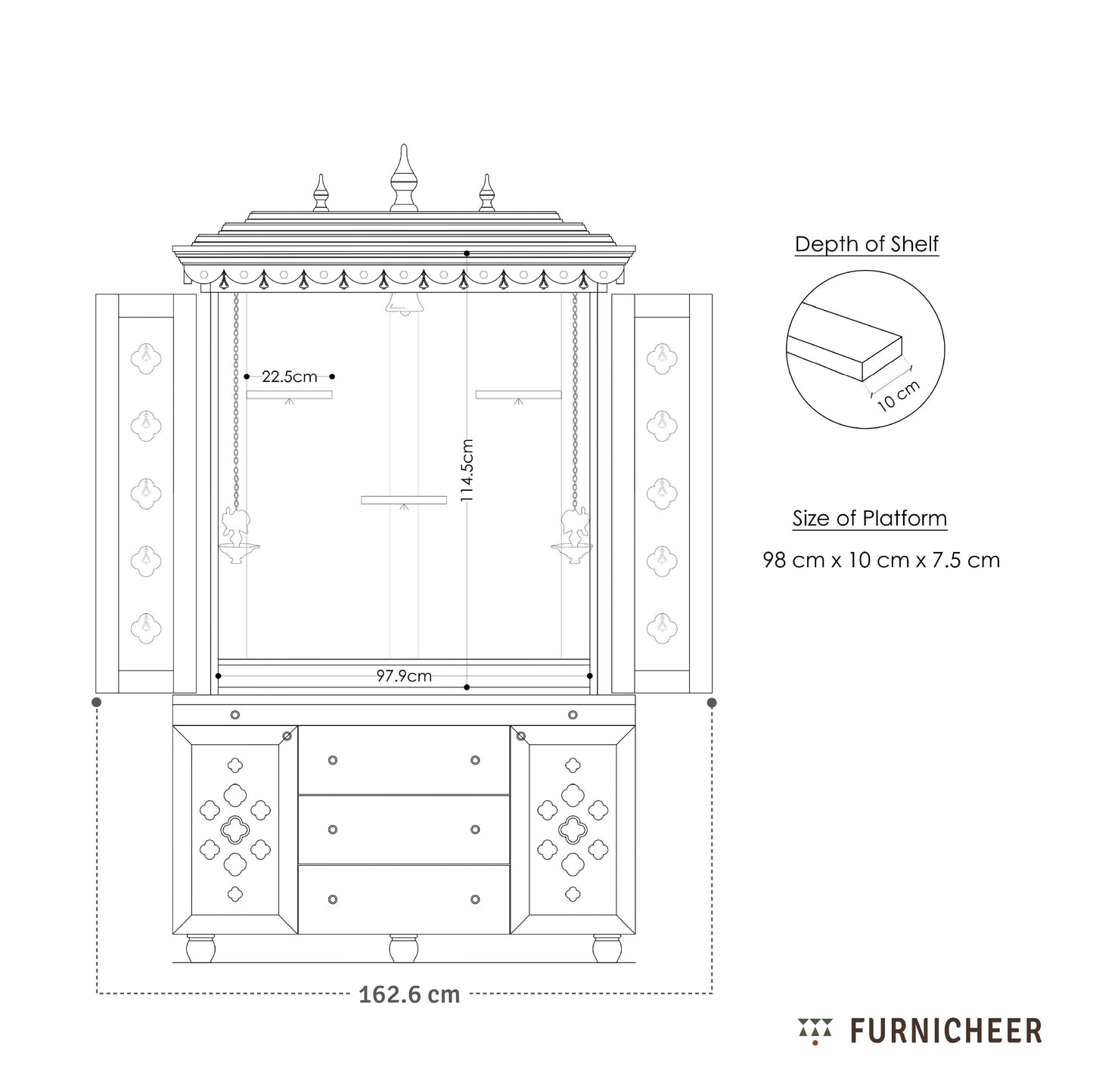 Lambodara | Spacious Wooden Home Mandir