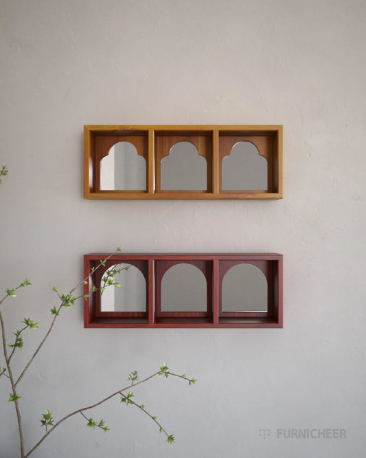 Wood Arched Wall Mirror for Entryways