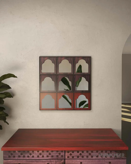 Wall Arch Mirror in Wood For Entryways