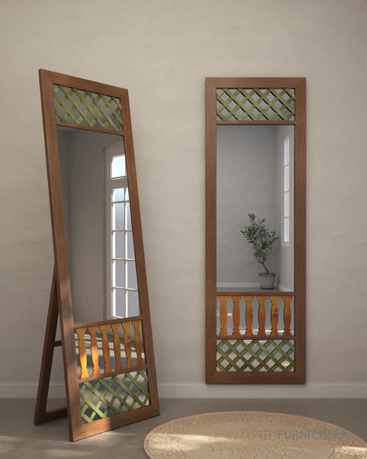 Full Length Wood Mirror on Stand 