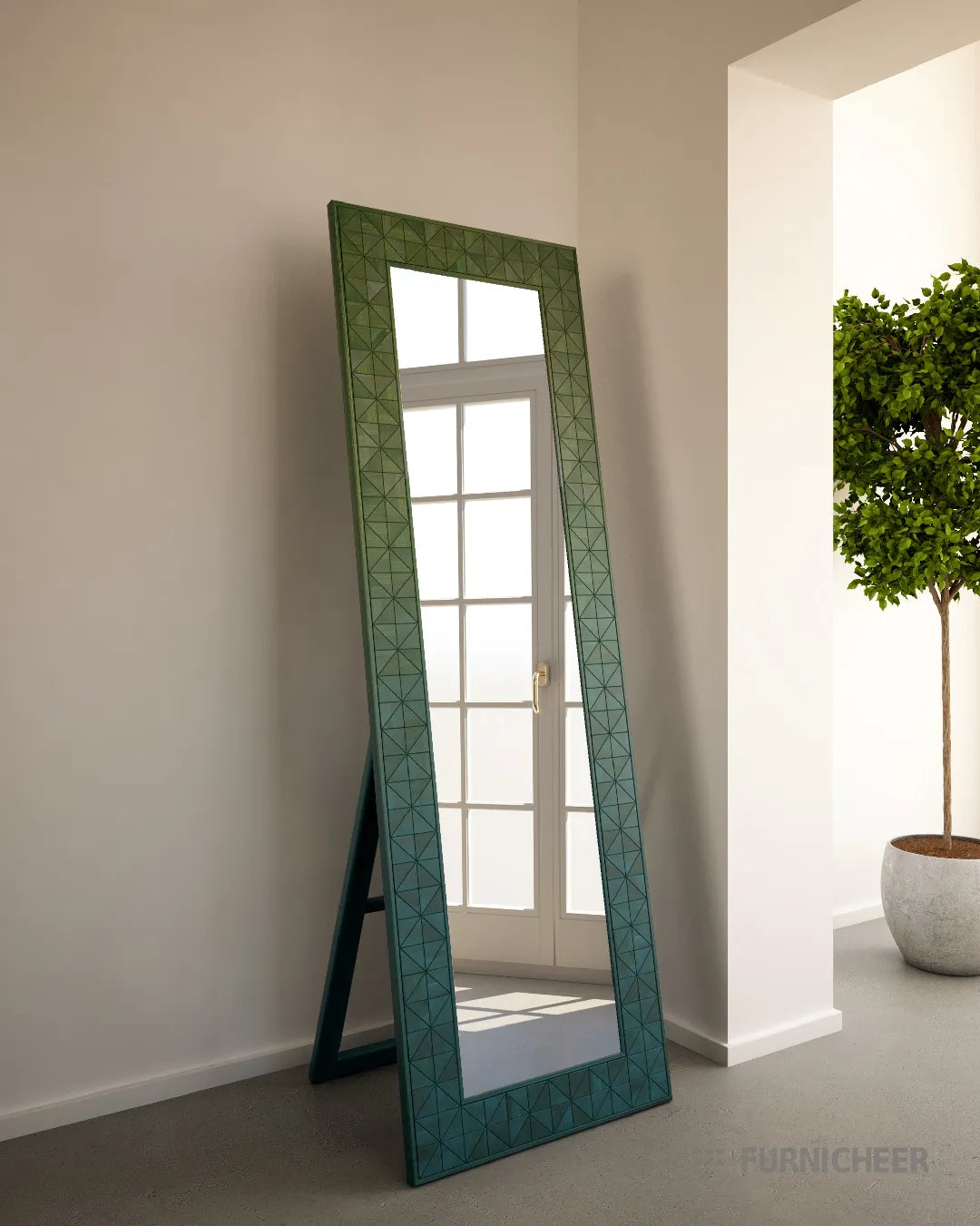 Stylish Wood Framed Mirror for Living Space
