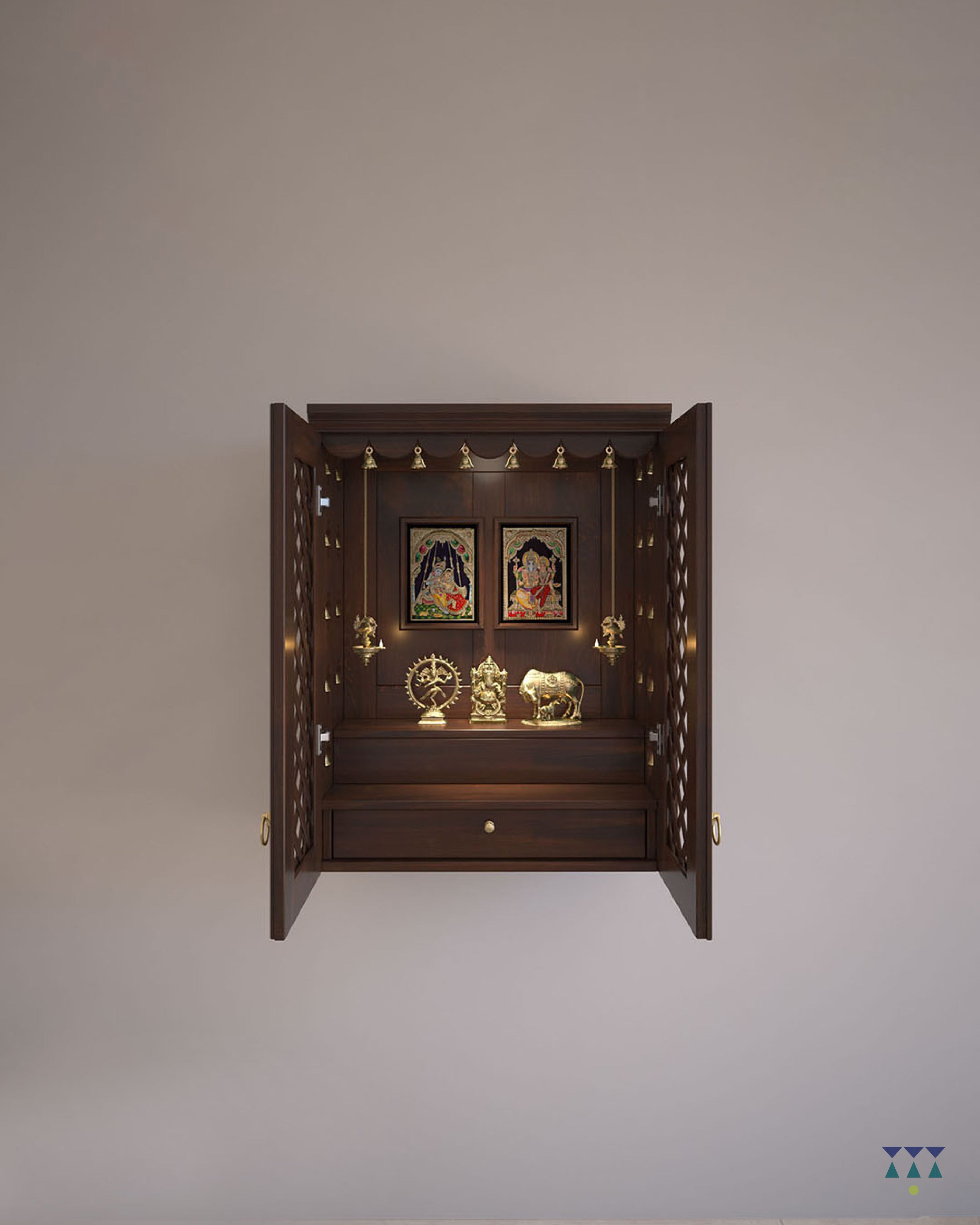 NANDANA - Puja Mandayam for Home with Brass Accents