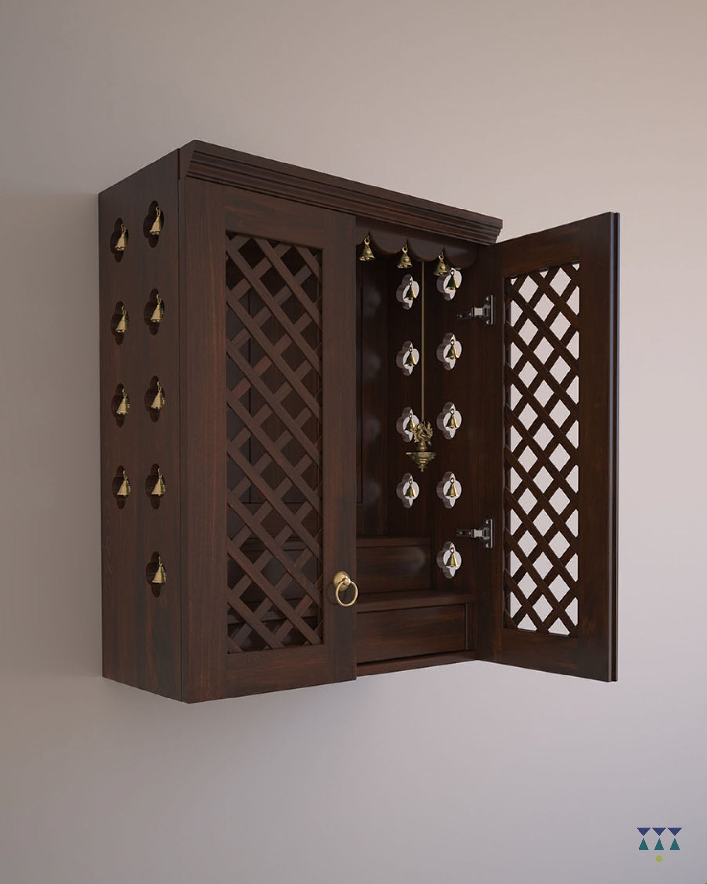NANDANA - Puja Mandayam for Home with Brass Accents